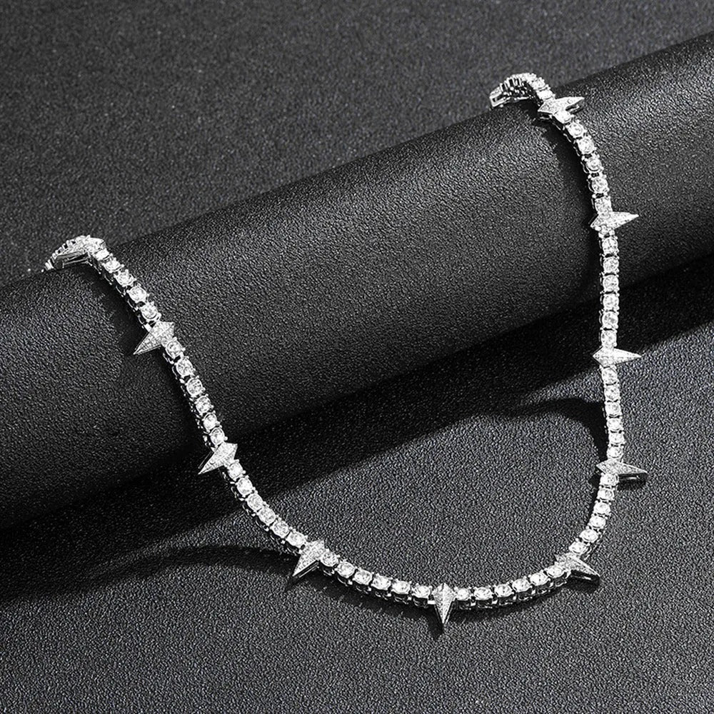 Chaîne Cubaine Diamant - 51 Cm, Acier Inoxydable, Faux Diamants, Neuve Avec étiquettes