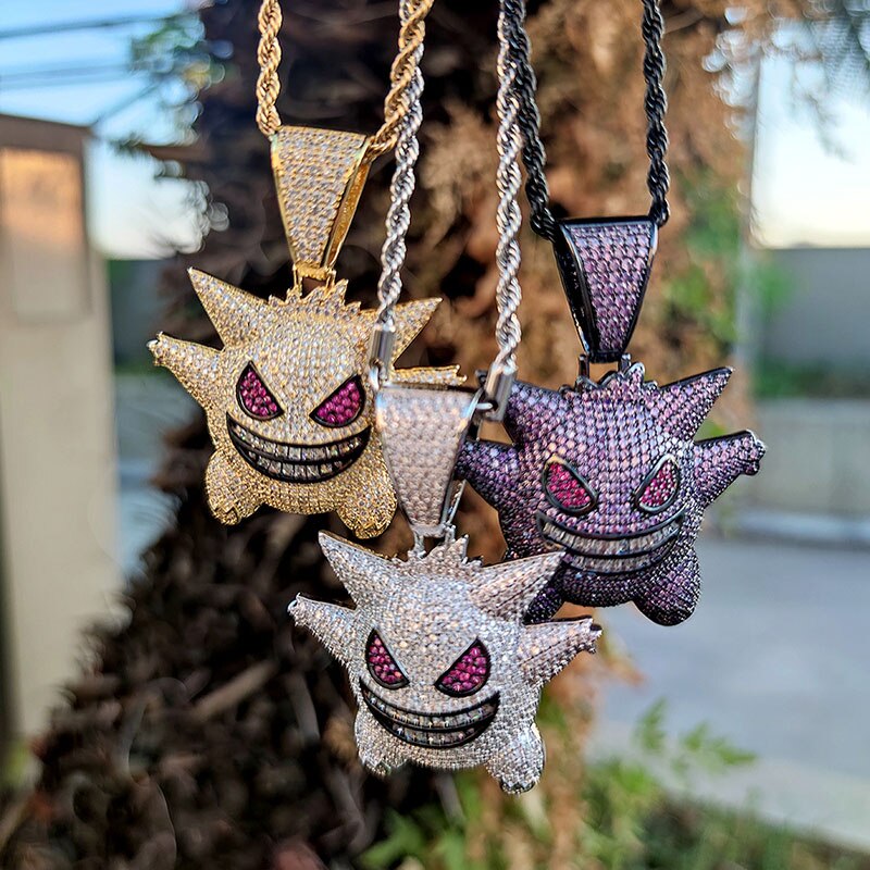 18K GOLD hot CUBAN VVS DIAMOND GENGAR CHAIN