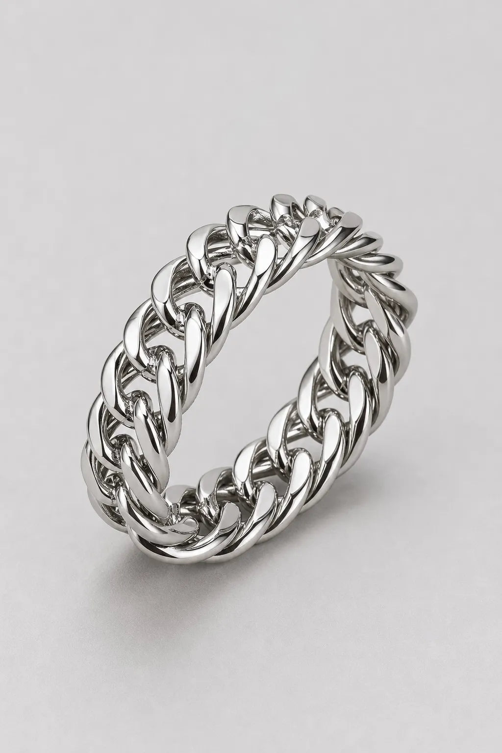 Cuban Ring in Silver-Tone — presentation — silver
