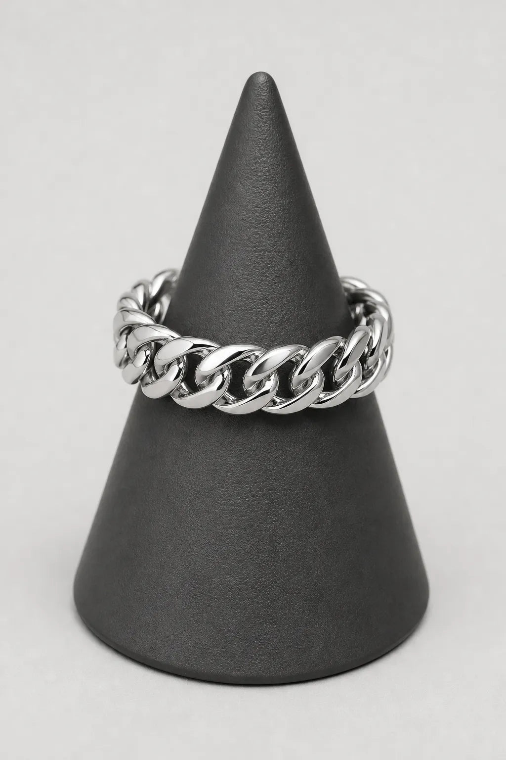 Cuban Ring in Silver-Tone — stand — silver