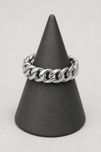 Cuban Ring in Silver-Tone — stand — silver