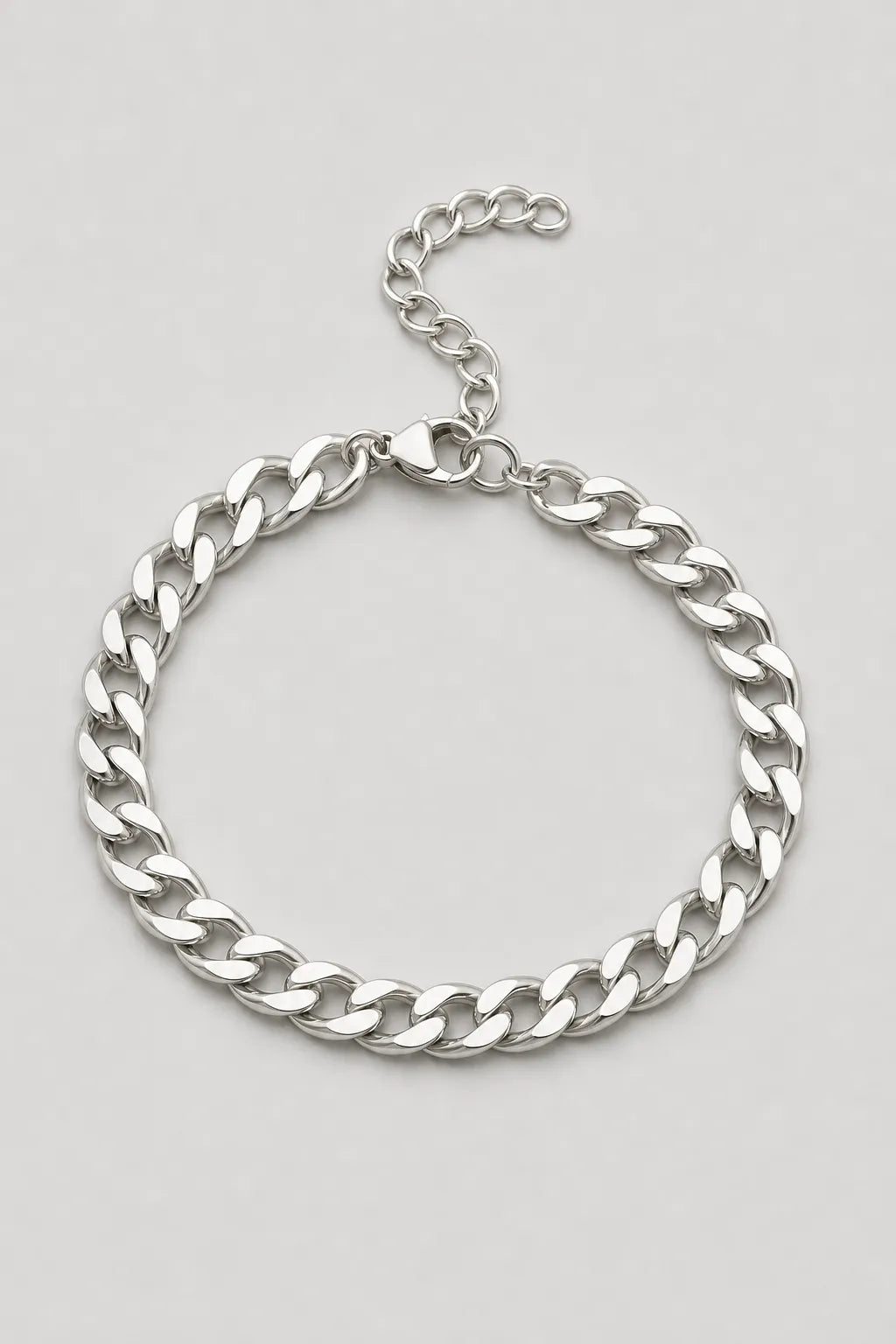 5mm Silver-tone Cuban Link Bracelet — presentation — Silver-tone