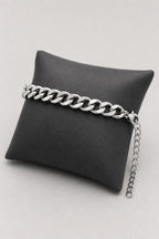 5mm Silver-tone Cuban Link Bracelet — stand — Silver-tone