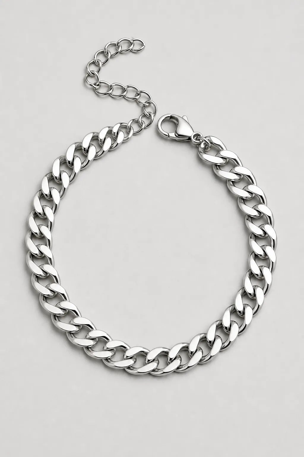 7mm Silver-tone Cuban Link Bracelet — presentation — Silver-tone