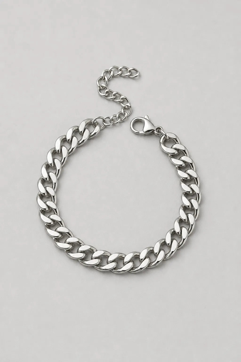 13mm Silver-Tone Cuban Link Bracelet — presentation — Silver-tone