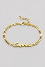 Cuban Link Name Bracelet — presentation — Gold
