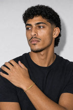 Cuban Link Name Bracelet — worn — Gold