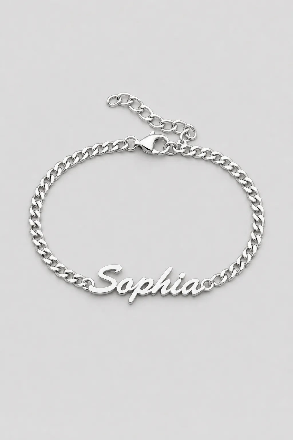 Cuban Link Name Bracelet — variant — Silver