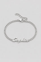 Cuban Link Name Bracelet — variant — Silver