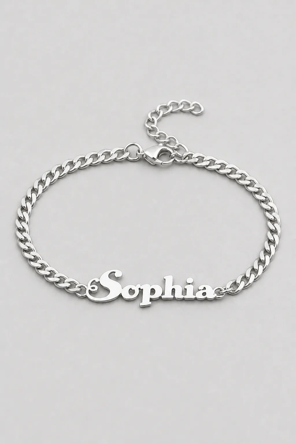 Cuban Link Name Bracelet — variant — Silver