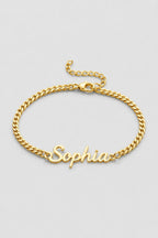 Cuban Link Name Bracelet — variant — Gold