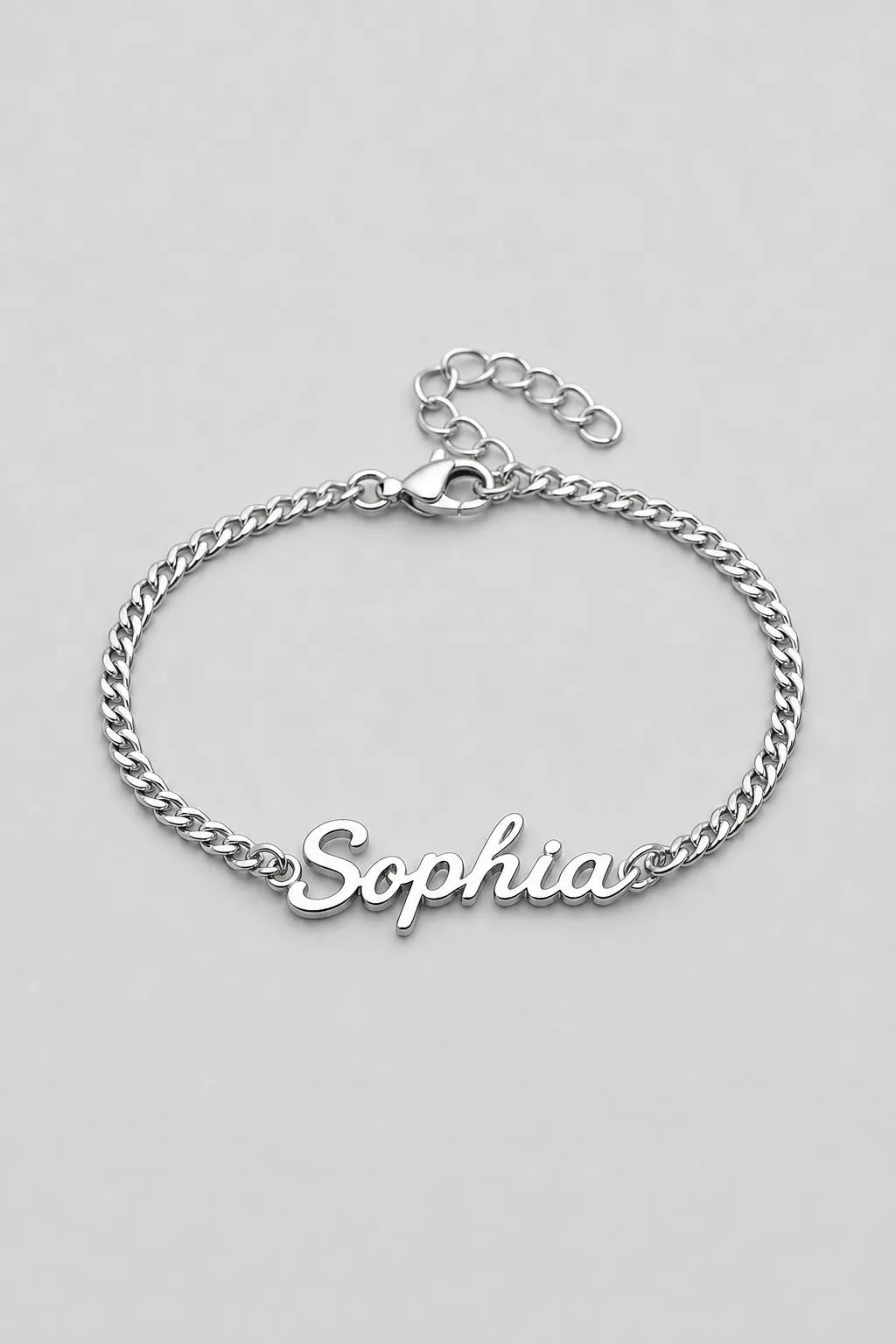 Cuban Link Name Bracelet — variant — Silver