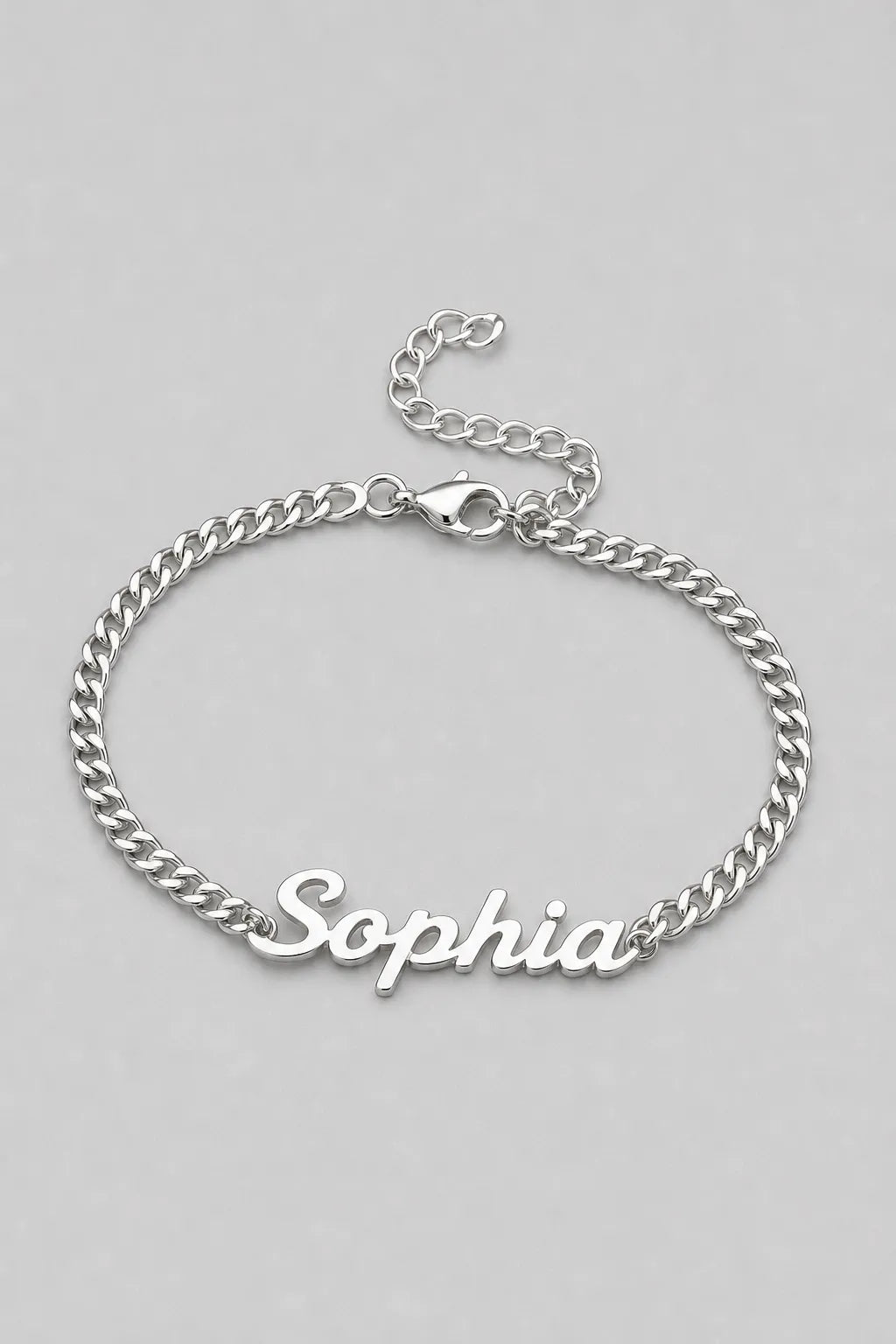 Cuban Link Name Bracelet — variant — Silver