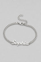 Cuban Link Name Bracelet — variant — Silver