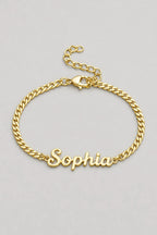 Cuban Link Name Bracelet — variant — Gold