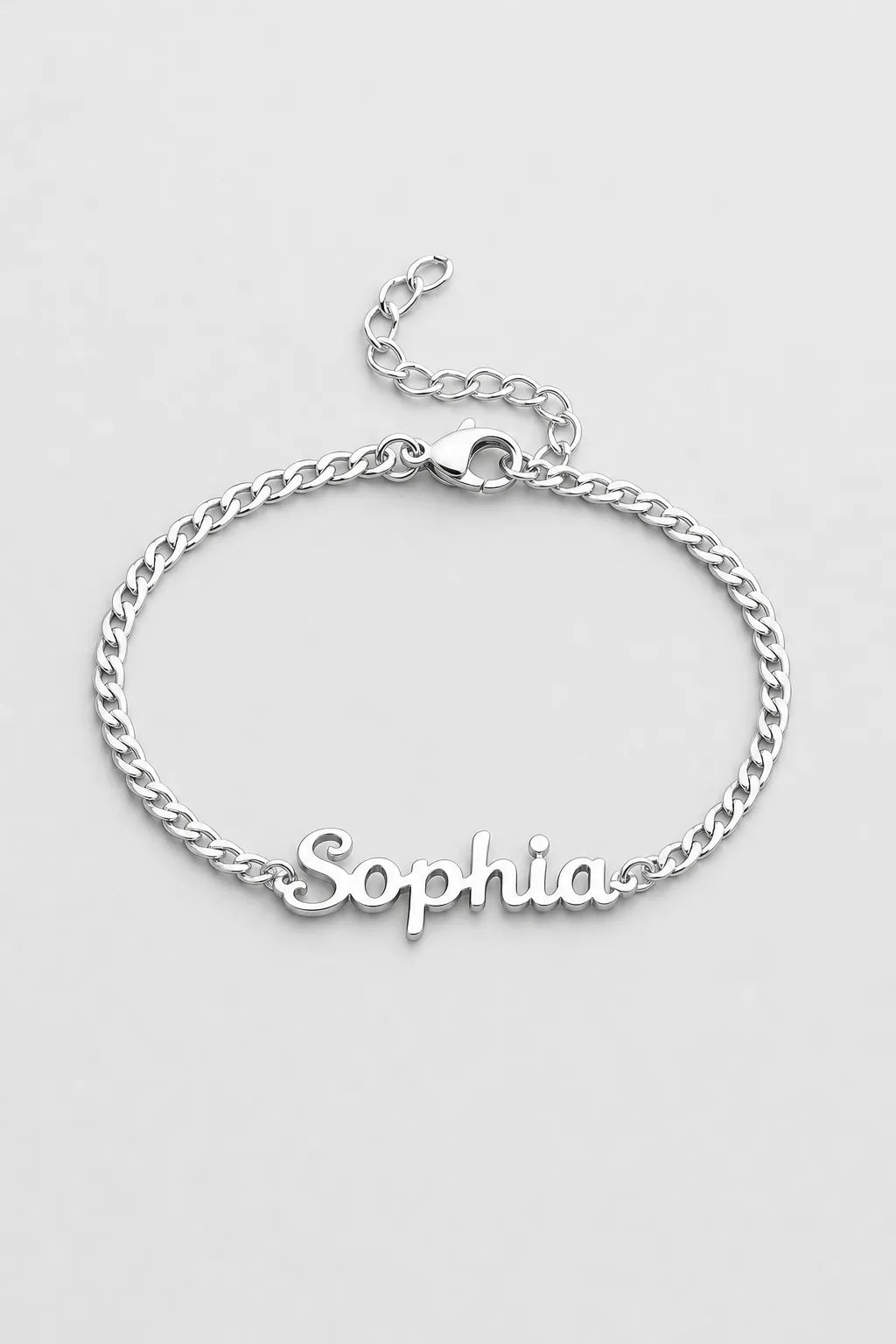 Cuban Link Name Bracelet — variant — Silver