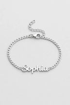 Cuban Link Name Bracelet — variant — Silver