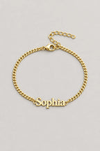 Cuban Link Name Bracelet — variant — Gold