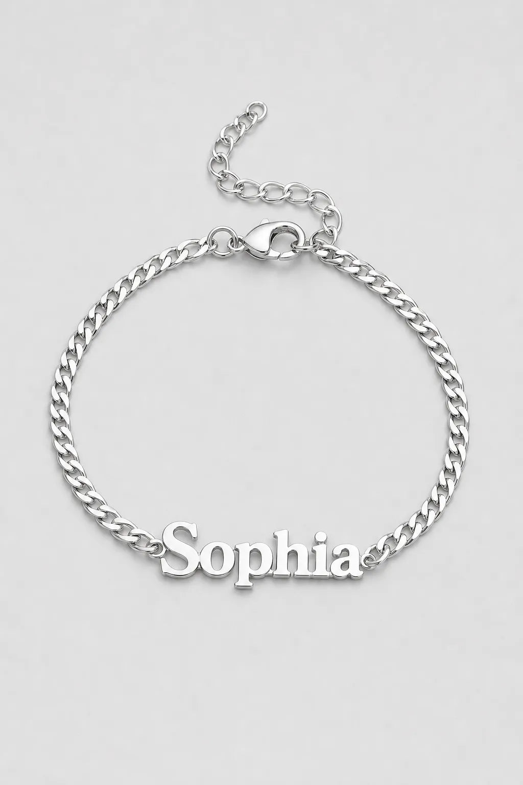 Cuban Link Name Bracelet — variant — Silver