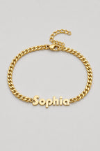 Cuban Link Name Bracelet — variant — Gold