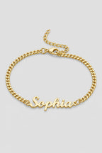Cuban Link Name Bracelet — variant — Gold