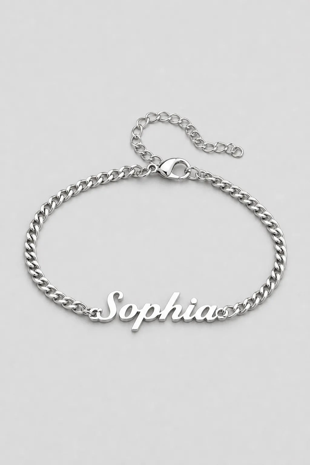 Cuban Link Name Bracelet — variant — Silver