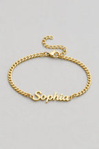 Cuban Link Name Bracelet — variant — Gold