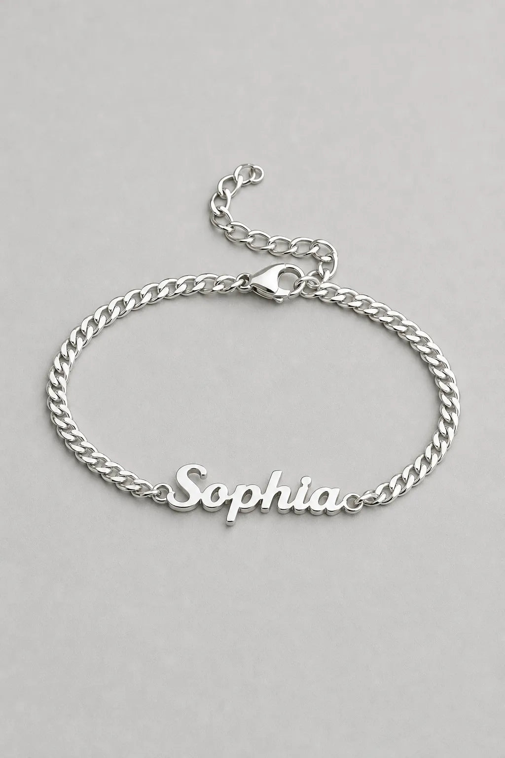 Cuban Link Name Bracelet — variant — Silver