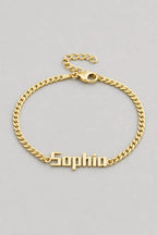 Cuban Link Name Bracelet — variant — Gold