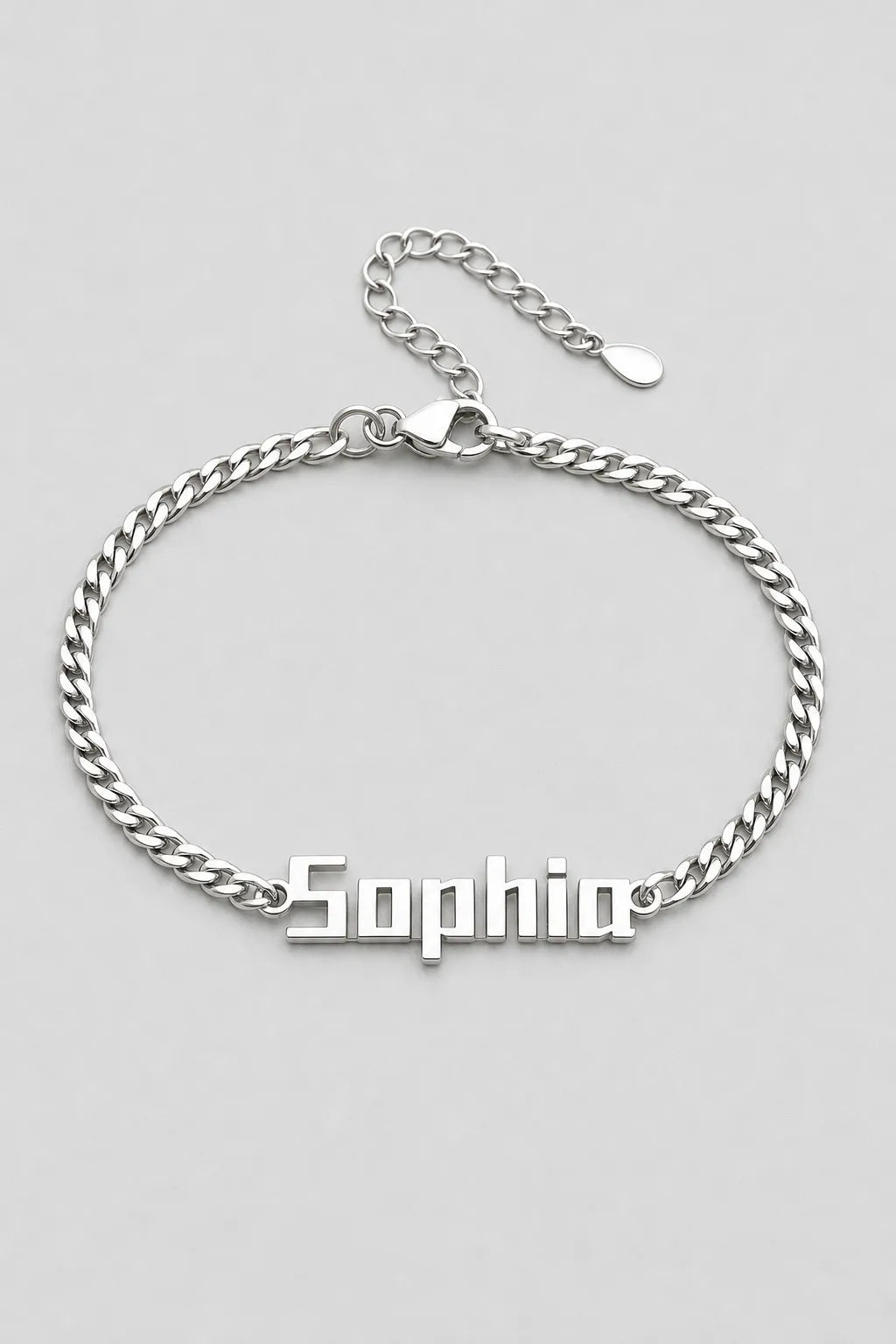 Cuban Link Name Bracelet — variant — Silver
