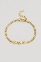 Cuban Link Name Bracelet — variant — Gold