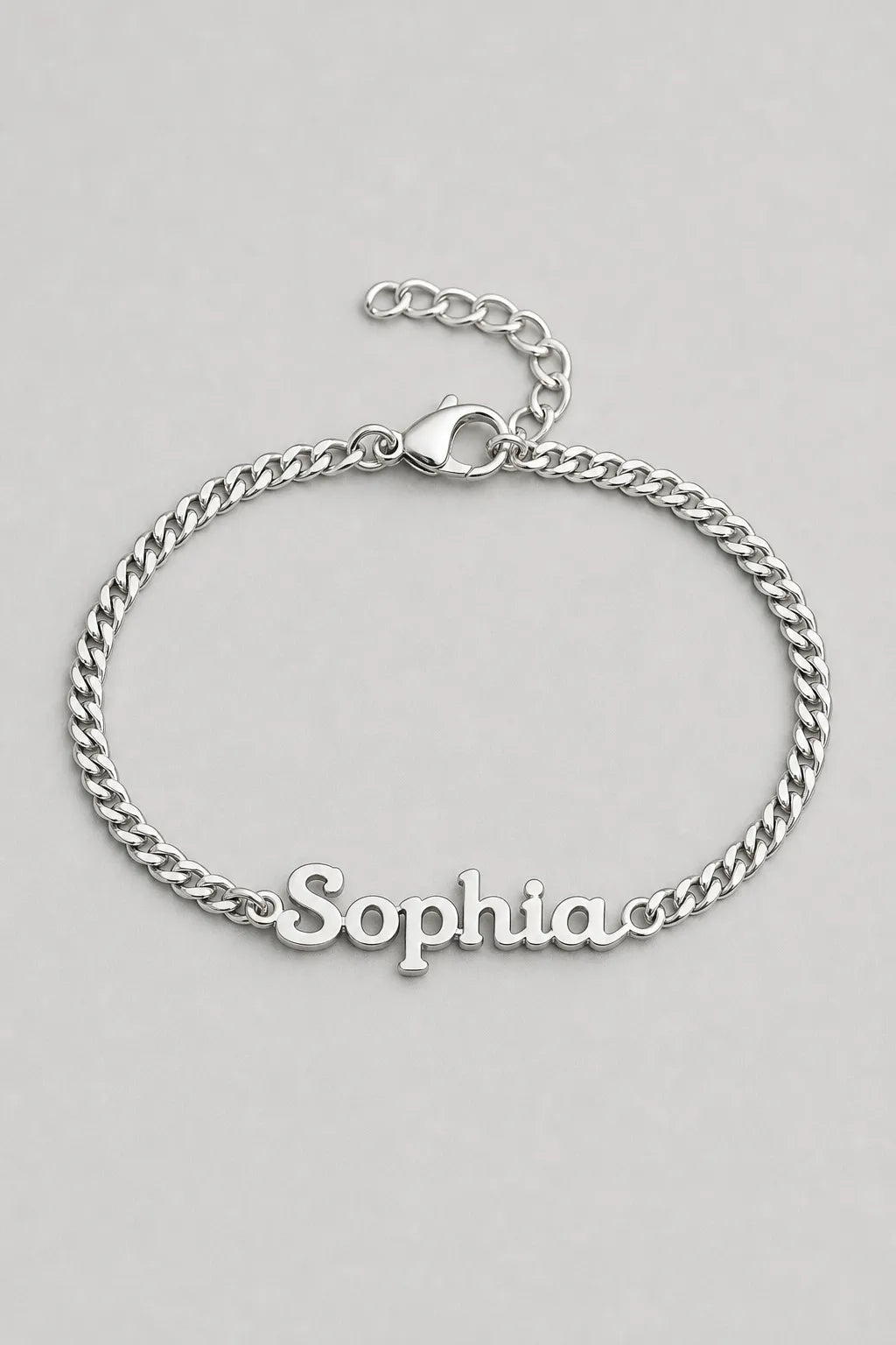 Cuban Link Name Bracelet — variant — Silver