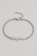 Cuban Link Name Bracelet — variant — Silver