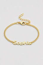 Cuban Link Name Bracelet — variant — Gold