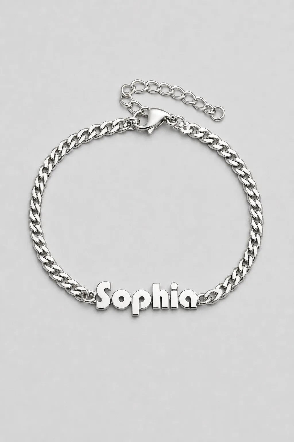 Cuban Link Name Bracelet — variant — Silver