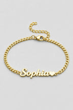 Cuban Link Name Bracelet — variant — Gold