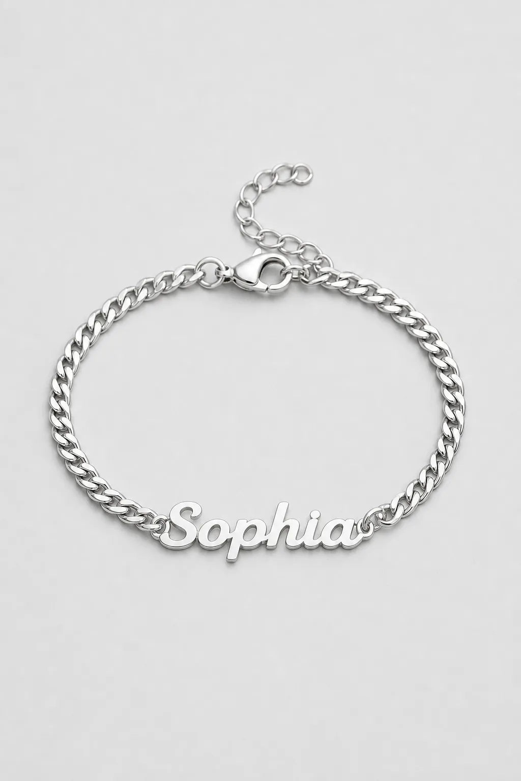 Cuban Link Name Bracelet — variant — Silver