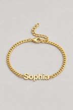 Cuban Link Name Bracelet — variant — Gold