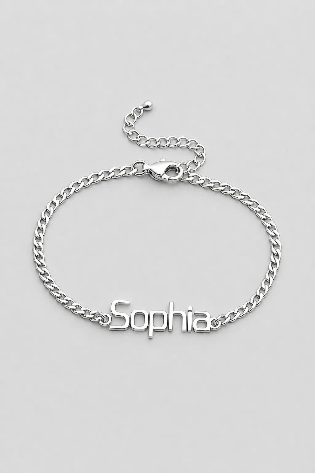 Cuban Link Name Bracelet — variant — Silver