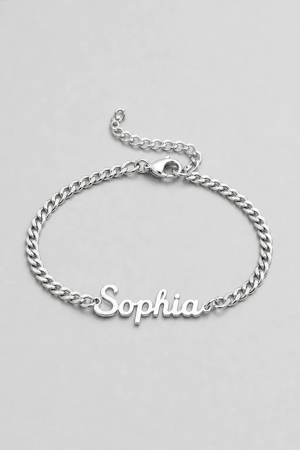Cuban Link Name Bracelet — variant — Silver