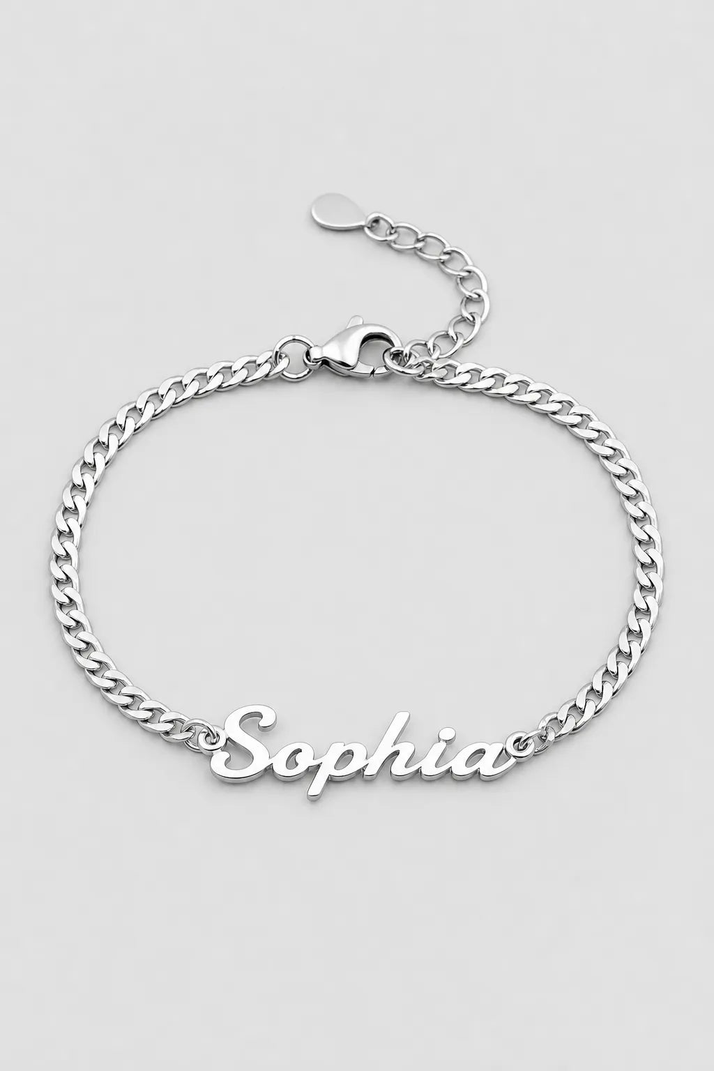 Cuban Link Name Bracelet — variant — Silver