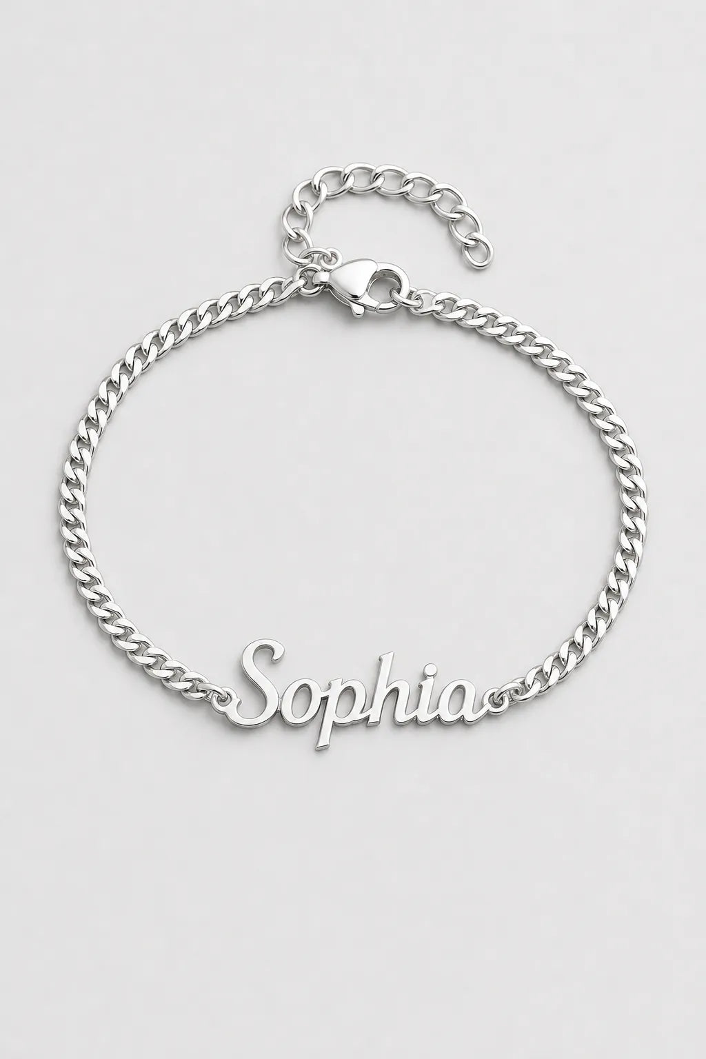 Cuban Link Name Bracelet — variant — Silver