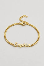 Cuban Link Name Bracelet — variant — Gold