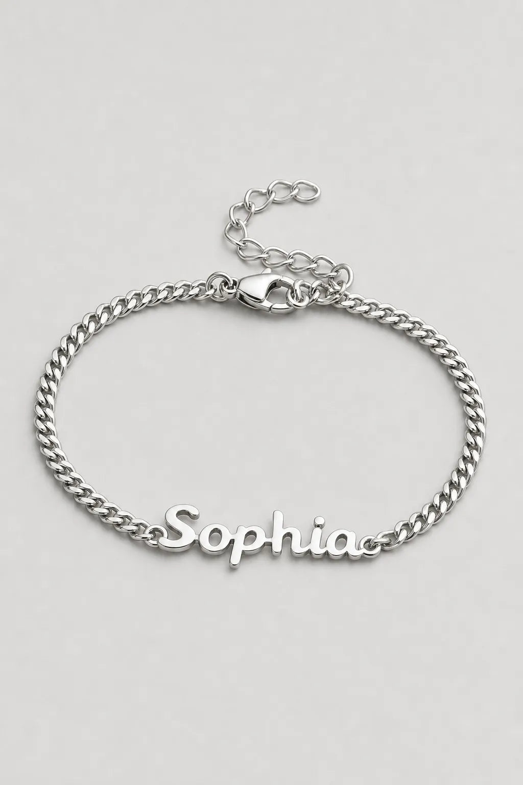 Cuban Link Name Bracelet — variant — Silver