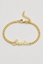 Cuban Link Name Bracelet — variant — Gold