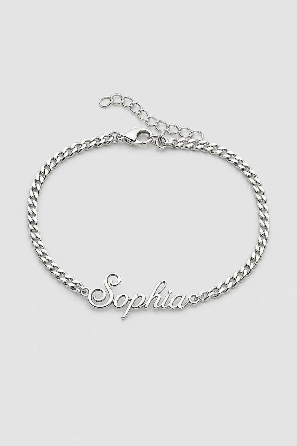 Cuban Link Name Bracelet — variant — Silver