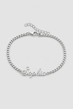 Cuban Link Name Bracelet — variant — Silver