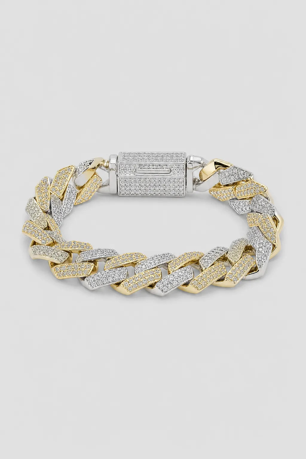 Two-Tone Cuban Link Bracelet — presentation — Gold-tone two-tone