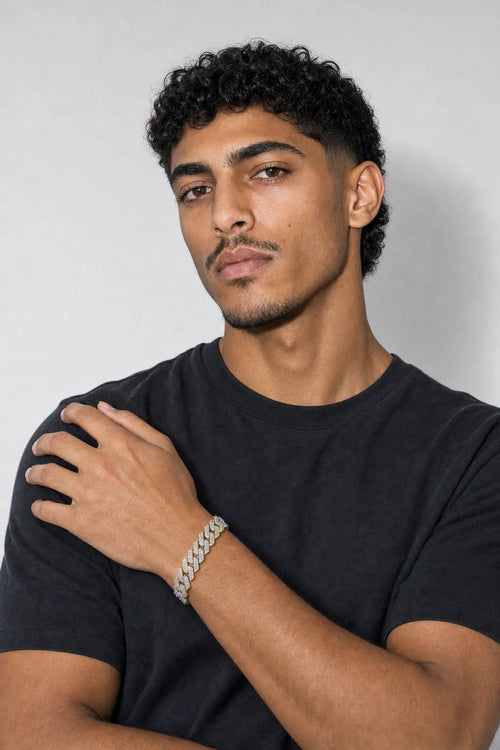 Two-Tone Cuban Link Bracelet — worn — Gold-tone two-tone