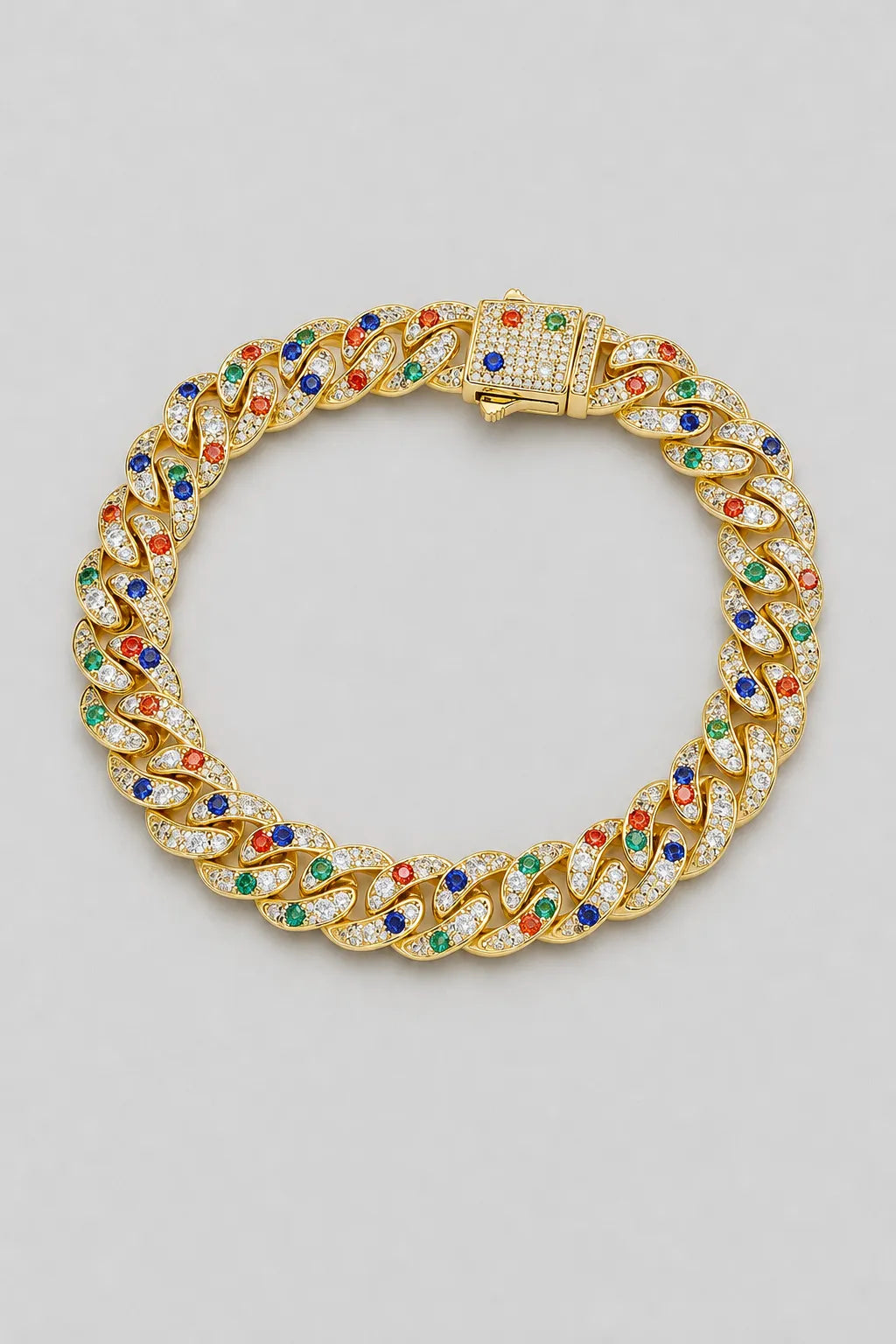 Tri Color Cuban Link Bracelet — presentation — Gold-tone